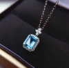Aquamarine Topaz necklace for women in summer, S925 pure silver, light luxury and niche coldbone chain. A birthday gift for your girlfriend, a gentle smile Application Scenario